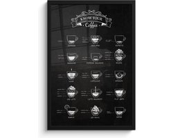 Fotolijst inclusief poster - Posterlijst 40x60 cm - Posters - Koffie soorten - Tekstbord - Zwart - Cappuccino - Espresso - Latte macchiato - Foto in lijst - Keuken decoratie muur - Wanddecoratie accessoires - Muurdecoratie - Schilderijen Fotolijst inclusief poster - Posterlijst 40x60 cm - Posters - Koffie soorten - Tekstbord - Zwart - Cappuccino - Espresso - Latte macchiato - Foto in lijst - Keuken decoratie muur - Wanddecoratie accessoires - Muurdecoratie - Schilderijen