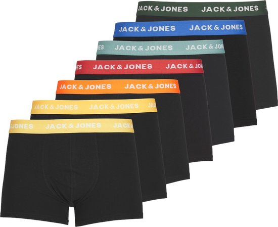 Jack & Jones Zwarte Boxershorts Heren JACVITO Effen Zwart 7-Pack - Maat S