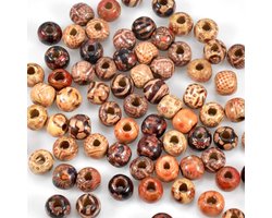Kissral 200pcs Wooden Beads for Crafting Kids 10mm Diameter Beads for Jewelry Making Kits with Different Patterns Good for Bracelet Necklace Braid Adults DIY Window Decoration