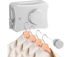Uittrekbare waslijn voor binnen, uittrekbaar, waslijn, intrekbaar ophangen, wasrek 5,1 m, wandmontage, waslijn voor balkon, badkamer, binnen,