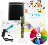 Pack de démarrage pour stylo 3D - Comprend 129 mm de filament en 40 couleurs - Boek de 40 pages avec modèles et feuille de calque transparente réutilisable - Chargeur - Porte-stylo - Vert