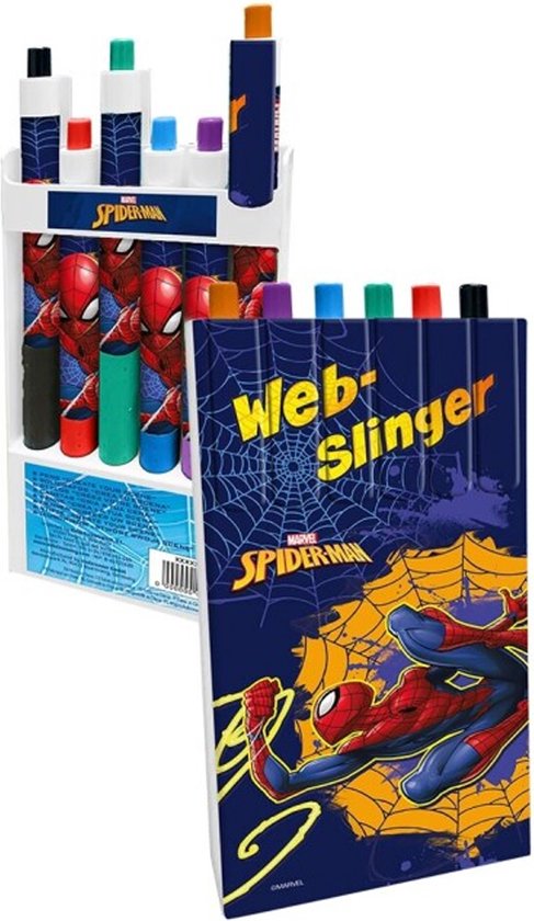 Marvel Spider-man Gekleurde Pennen set - 6 Stuks - Spiderman - Hobby - School