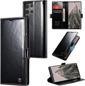 CaseMe - Telefoonhoesje geschikt voor Samsung Galaxy S24 Ultra - Flip Wallet Case - Magneetsluiting - Zwart