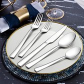 Bestekset, roestvrij staal, 30-delige bestekset voor 6 personen, met vork, mes, lepel, elegant bestek voor familie/feest/restaurant, roest- en vaatwasmachinebestendig