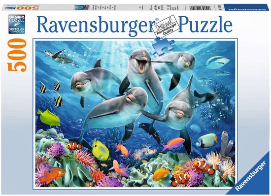 Ravensburger puzzel Dolfijnen in het koraalrif - Legpuzzel - 500 stukjes