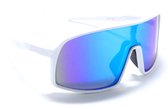 Colombière Blanc Bleu- Matt Wit Sportbril met UV400 Bescherming - Unisex & Universeel - Sportbril - Zonnebril voor Heren en Dames - Fietsaccessoires