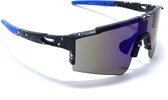 Stelvio Blue- Matt Zwart Sportbril met UV400 Bescherming - Unisex & Universeel - Sportbril - Zonnebril voor Heren en Dames - Fietsaccessoires