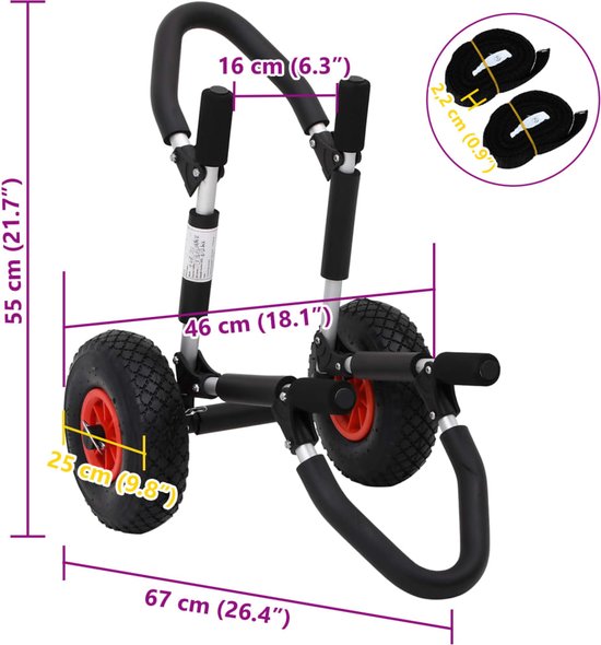 vidaXL-Chariot de kayak-Pliable-45-kg-Aluminium