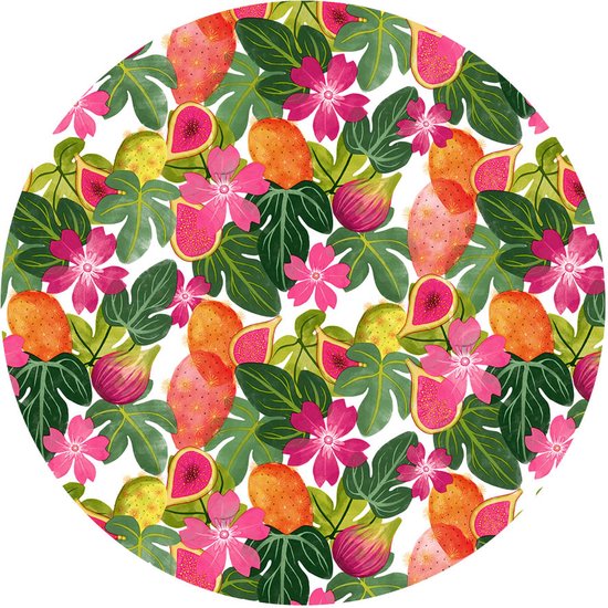 Nappe Ronde Raved - Fruit Rose 140 cm ø - Vert - PVC - Lavable