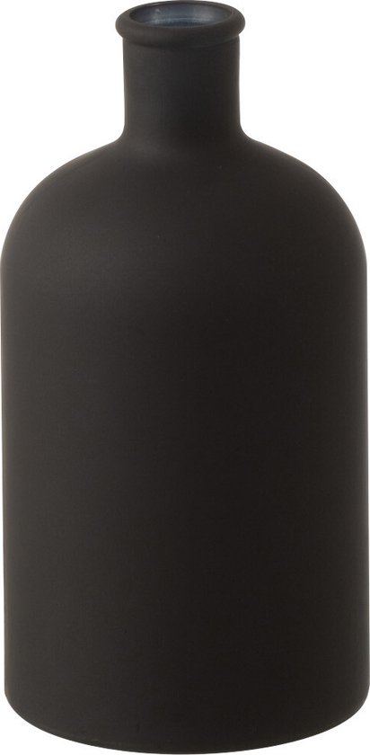 J-Line vaas Fles - glas - mat zwart - large - 22.00 cm hoog