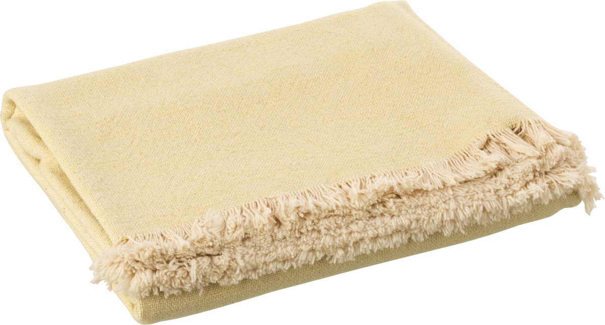 J-Line plaid Oneffen - katoen - geel/beige - 172 x 130 cm