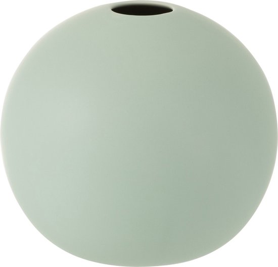 J-Line vaas Bol - keramiek - pastel groen - medium - 18.00 cm hoog