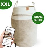 Ridôme XXL Wasmand Opvouwbaar Katoen - Opbergmanden - Laundry Basket Met Handvaten - Speelgoedmand - 90 L - Beige