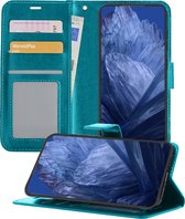 Hoesje Geschikt voor Google Pixel 8a Hoesje Book Case Hoes Portemonnee Cover Walletcase - Hoes Geschikt voor Google Pixel 8a Hoes Bookcase Hoesje - Turquoise