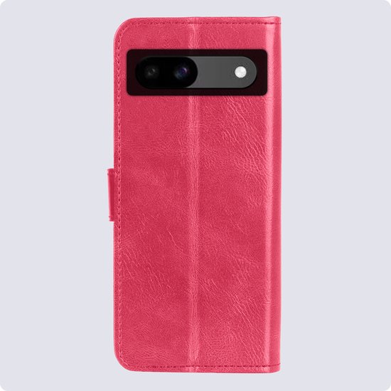 Étui adapté pour Google Pixel 8a Case Book Case Cover Wallet Cover Wallet Case avec 2x protecteur d'écran - Étui adapté pour Google Pixel 8a Case Bookcase Case - Rose foncé