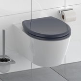 Wc-bril Anthraciet met automatische sluiting, toiletdeksel met snelsluiting voor eenvoudige reiniging, Duroplast wc-deksel (max. belasting van de wc-bril 150 kg)