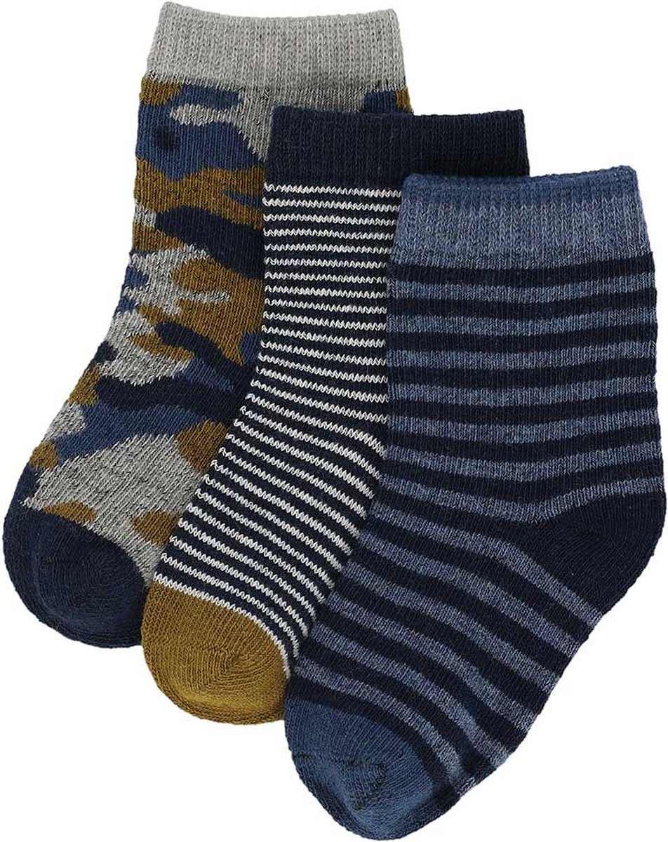 iN ControL 3pack babysocks army/stripe BLUE - 19/22