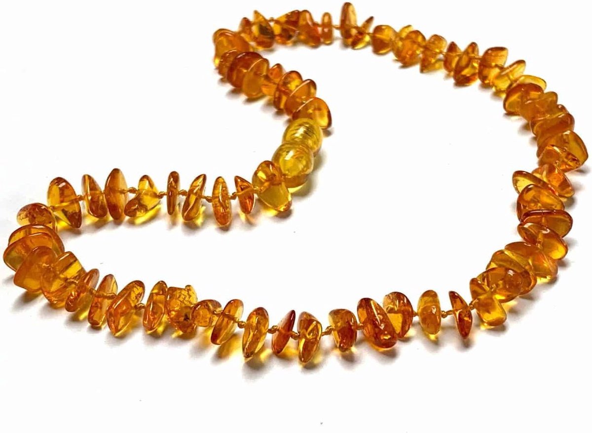 Baby/Kind - Barnsteen ketting - honey - chips 33cm