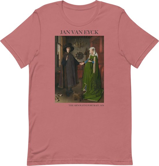 Jan van Eyck 'Het portret van Arnolfini' ("The Arnolfini Portrait") Beroemd Schilderij T-Shirt | Unisex Klassiek Kunst T-shirt | Mauve | M