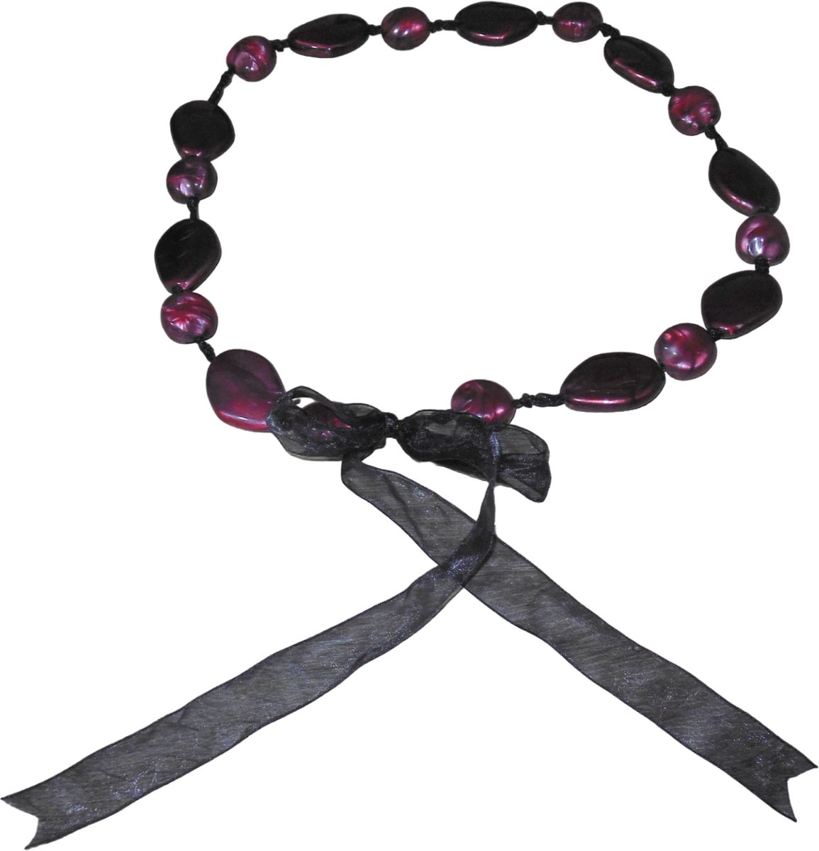 Ketting zwart-bordeaux rood met strik