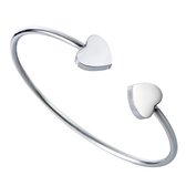 Marama - Armband Hearts Zilver - bangle - buigbaar - hartjes - damesarmband - silver plated