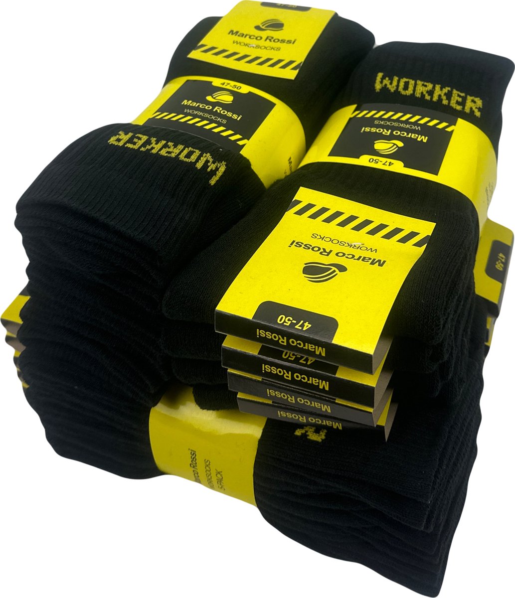 Marco rossi - Werksokken - Worksocks - Heren sokken - Dames sokken - Zwart - Anti-slip - 20 Paar - Maat 39-42