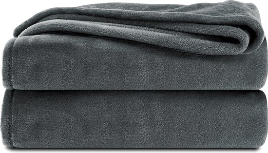 Komfortec Fleece Deken - Met kasjmier gevoel - Plaid - Fleece Plaid - Fleece Dekens - Fleece Deken 150x200 cm – Super Zacht – Antraciet