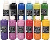 Peinture textile - Peinture pour vêtements - Opaque - Zwart - 250ml - 12 pièces