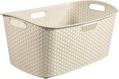 Wasmand My Style 49 liter in crème kunststof 35 x 25 x 10 cm - Ruime wasmand met deksel blanket basket