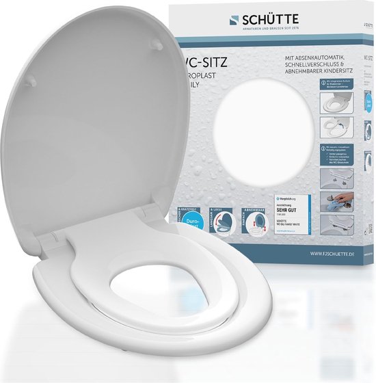 Abattant WC Family White Duroplast, abattant WC avec mécanisme de fermeture amortie et dégagement rapide, abattant WC avec siège enfant amovible, charge maximale 150 kg, blanc 82940