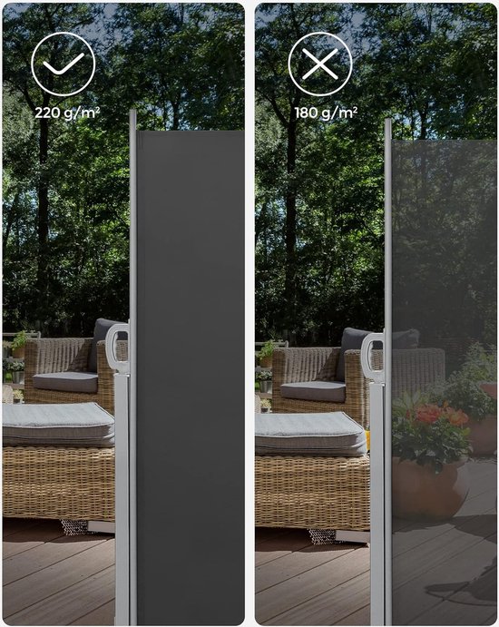 Store Latéral Extensible SONGMICS 200x400 Cm Anthracite - Brise-Vue Et Protection Solaire