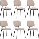 Bronx71® Scandinavische eetkamerstoel Ivar gerecyclede stof taupe - Eetkamerstoelen set van 6