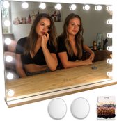 Flexie Beauty Glaminous 80 - Hollywood Spiegel met Verlichting - Vanity Mirror - voor Visagie & Make Up - 18 Led Lampen - Wit - 10x & 5x Vergroting