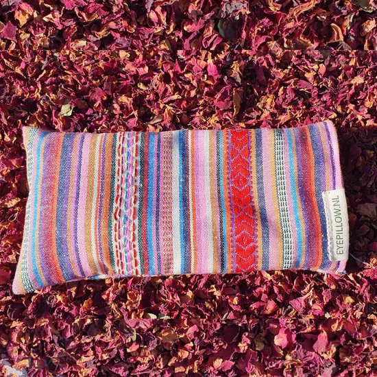 Eyepillow BOHO stripes rozenkwarts & lavendel - oogkussen verzwaard — afbeelding 3