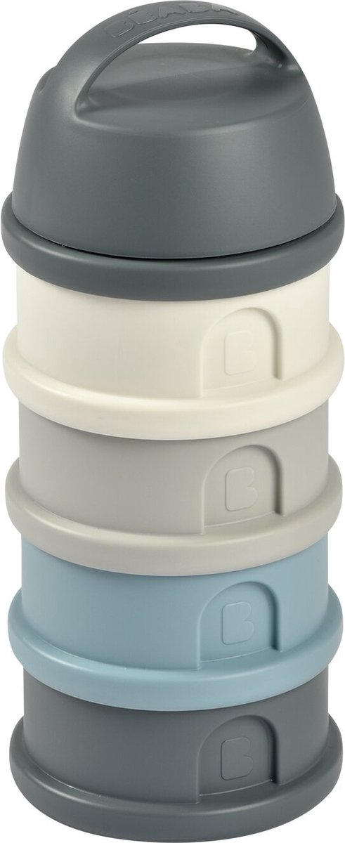 Goedkoopste Béaba Melktoren - Baby Melkpoeder Doseerdoosjes - 4 Laagse Melkpoeder Toren - Babyvoeding Bewaarbakjes - BPA Vrije Poedertoren- Blauw Grijs