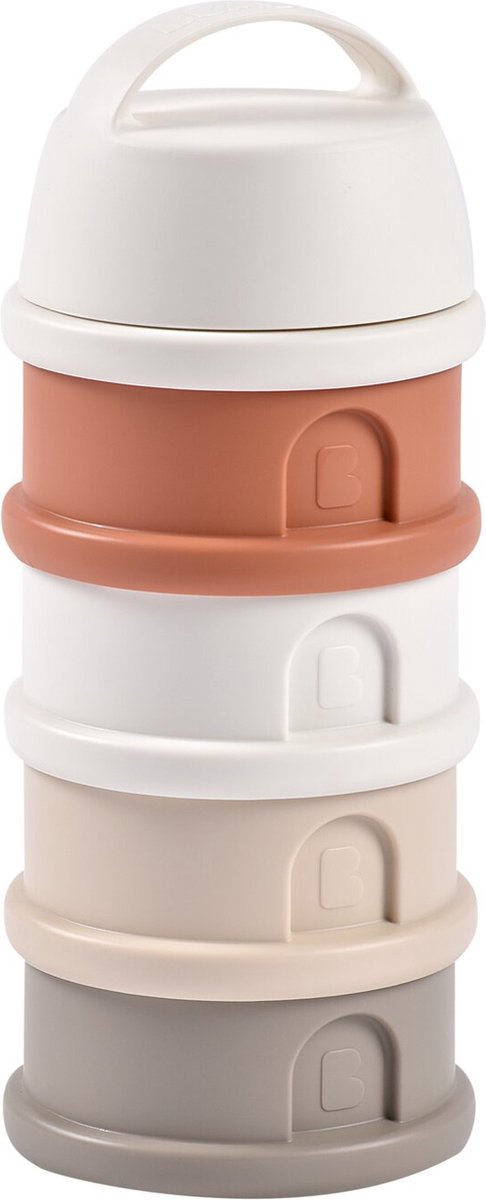 Goedkoopste Béaba Melktoren - Baby Melkpoeder Doseerdoosjes - 4 Laagse Melkpoeder Toren - Babyvoeding Bewaarbakjes - BPA Vrije Poedertoren - Terracotta Grijs
