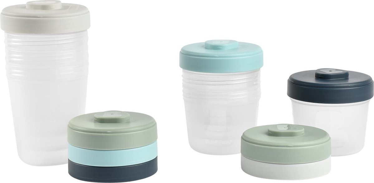 Goedkoopste Béaba - Bewaarpotjes - Opbergdoosjes - 8 stuks - 4x 250ml 4x 150ml - Blauw/groen