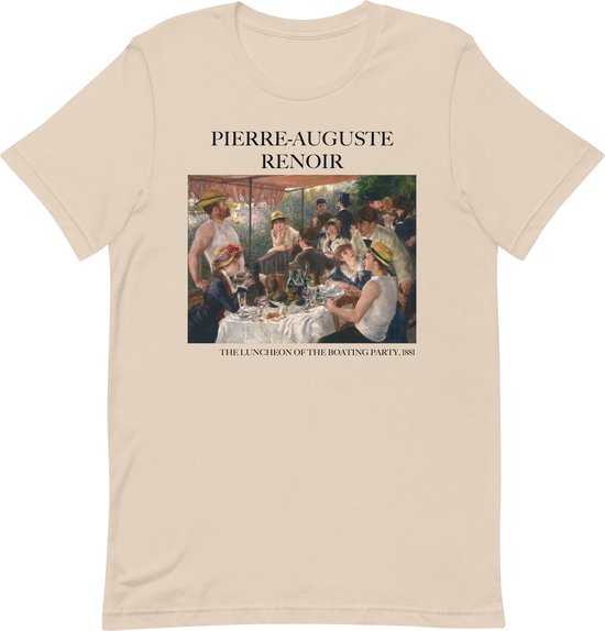 Pierre-Auguste Renoir 'De lunch van het roeipartijtje' ("The Luncheon of the Boating Party") Beroemd Schilderij T-Shirt | Unisex Klassiek Kunst T-shirt | Soft Cream | XS
