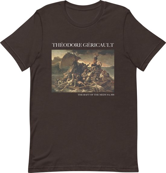 Théodore Géricault 'Het vlot van de Medusa' ("The Raft of the Medusa") Beroemd Schilderij T-Shirt | Unisex Klassiek Kunst T-shirt | Bruin | XL