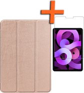 Hoes Geschikt voor iPad Air 2024 (13 inch) Hoes Tri-fold Tablet Hoesje Case Met Screenprotector - Hoesje Geschikt voor iPad Air 6 (13 inch) Hoesje Hardcover Bookcase - Rosé goud