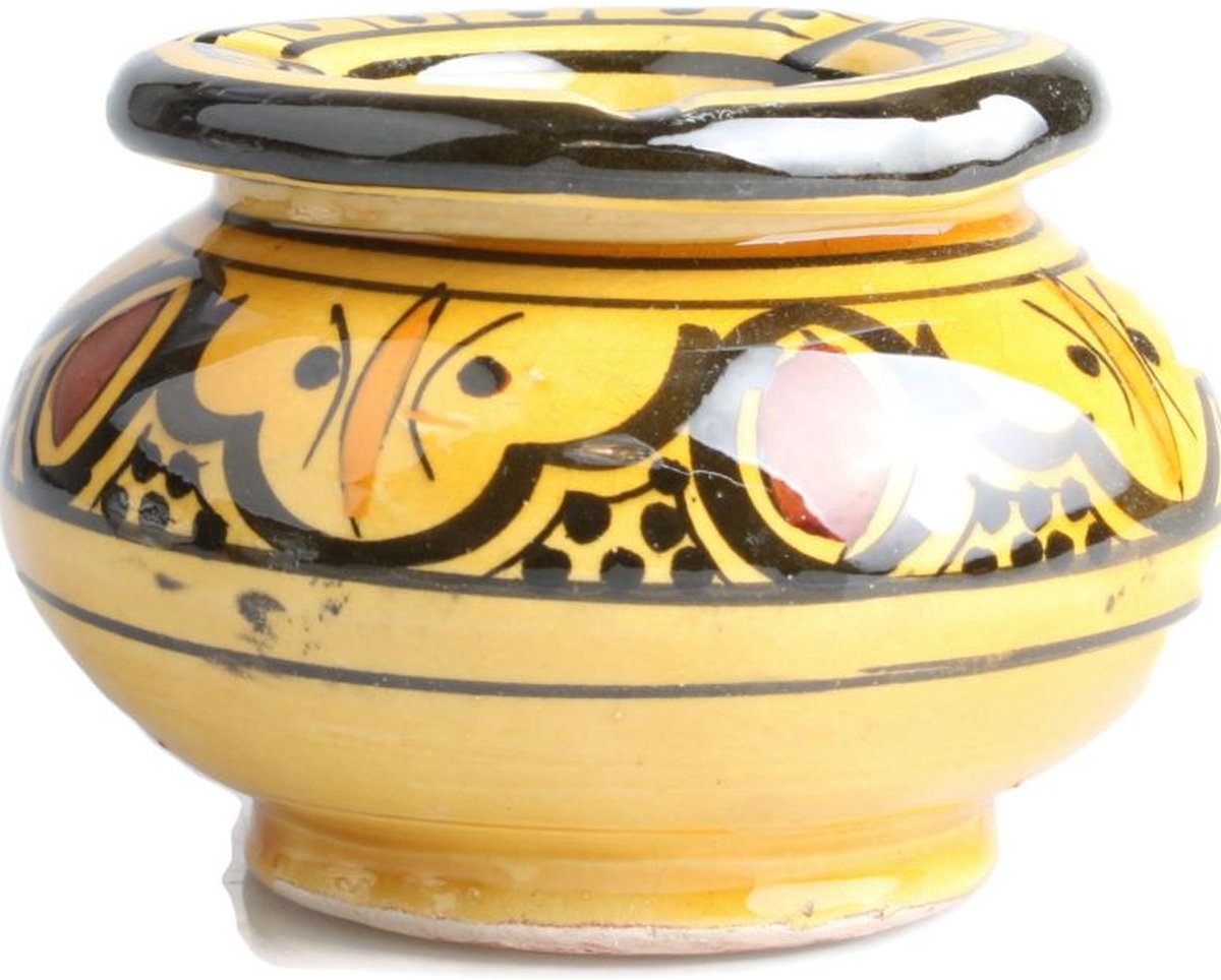 Goedkoopste Asbak - buiten asbak - terras asbak - tweedelig kleur geel -H 7 cm Ø 10 cm.