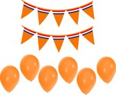 Bellatio decorations - Oranje versiering set - 2x vlaggenlijnen en 50x ballonnen