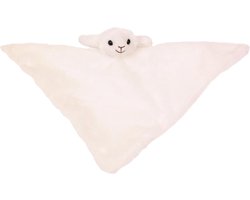 Pia soft toys Knuffeldier Schaap/lammetje - zachte pluche stof - tuttel/knuffeldoekje - wit - 45 cm - baby/peuter