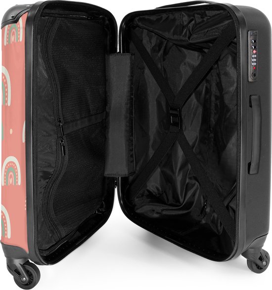 NoBoringSuitcases.com® - Grande valise enfant Arc-en-ciel - Cœurs - Motifs - Fille - Rose - Enfants - Bagage - Valise de voyage pour fille - Valise chariot - Valises 67cm