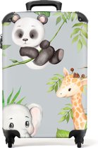 NoBoringSuitcases.com® Valise - Jungle - Panda - Éléphant - Girafe - Enfants - Convient en 55x40x20 cm et 55x35x25 cm - Bagage à Bagage à main - Trolley - Valise photo - Taille cabine - Imprimé