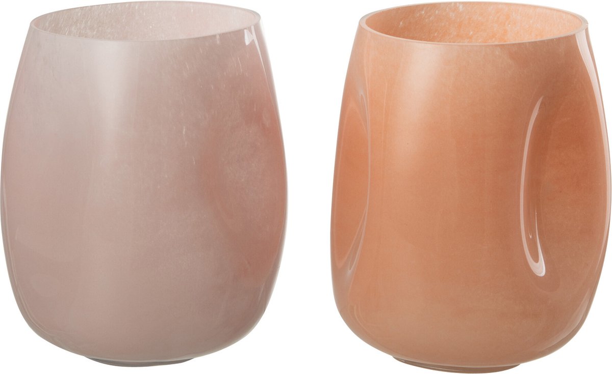 J-Line vaas Bult - glas - roze/oranje - small - 2 stuks - 16.5 cm hoog Multi
