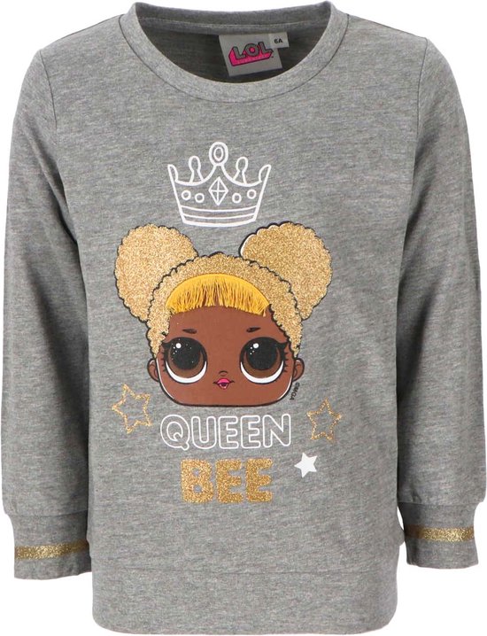 LOL Surprise! Sweater - Queen Bee - Katoen - Grijs - Maat 134 (9 jaar)