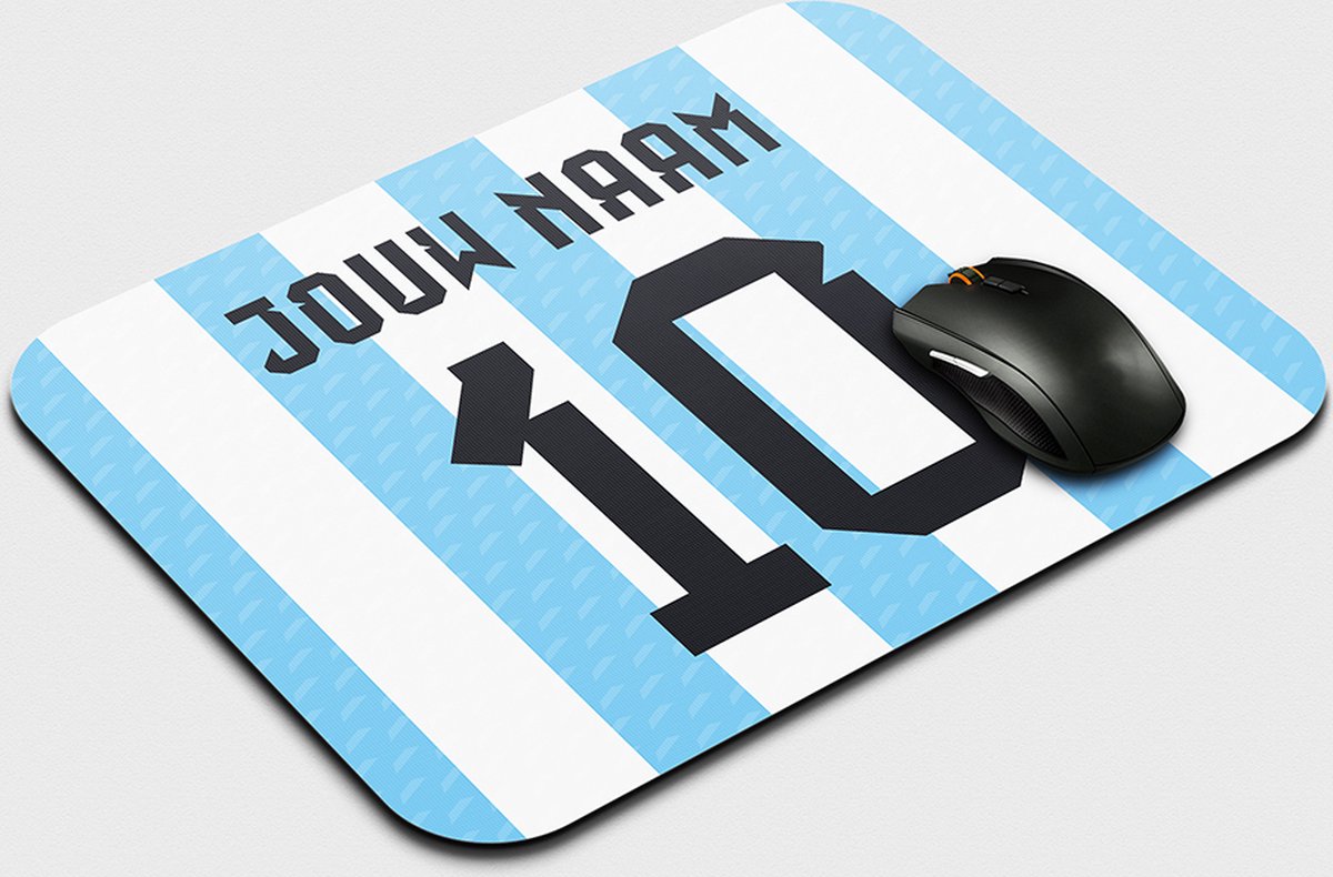 Muismat Argentinië- Gepersonaliseerd Met Eigen Naam - Anti Slip - Voetbal Muismatten - Voetbal Cadeau - 22,5 cm x 19 cm