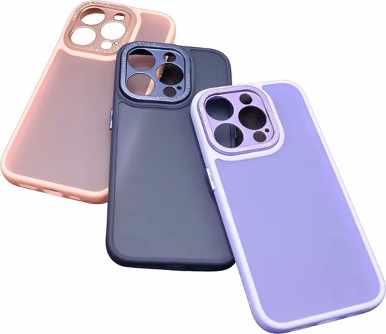 Coque arrière militaire – Convient pour iPhone 15 Pro – Avec protection d'appareil photo – Coque robuste avec bords pare-chocs en TPU souple – Violet