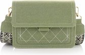 Schoudertas met luxe schouderband - Denim - Groen - Dames - 20 x 15 x 8 cm